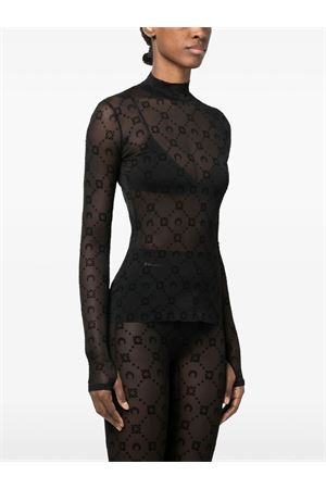 Top in maglia floccata Second Skin MARINE SERRE | WTO388ACJER0005BK99